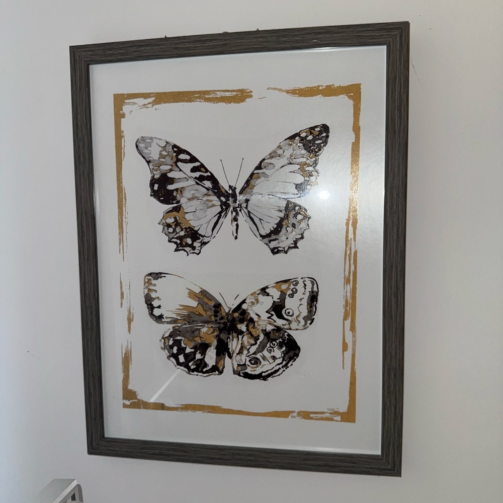 Butterfly Wall Art with Gold Accents